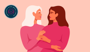 an illustration of an older woman and a younger women embracing