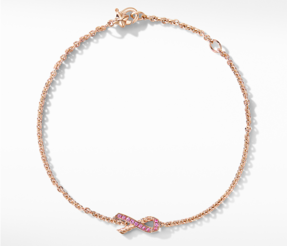 Cable Collectibles® Ribbon Chain Bracelet in 18K Rose Gold with Pavé Pink  Sapphires