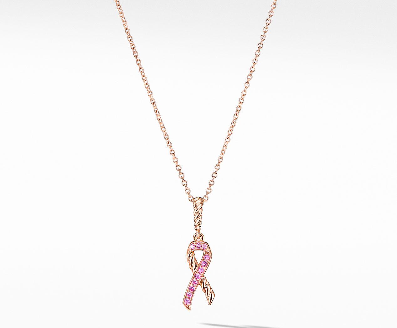 Cable Collectibles® Ribbon Necklace in 18K Rose Gold with Pavé