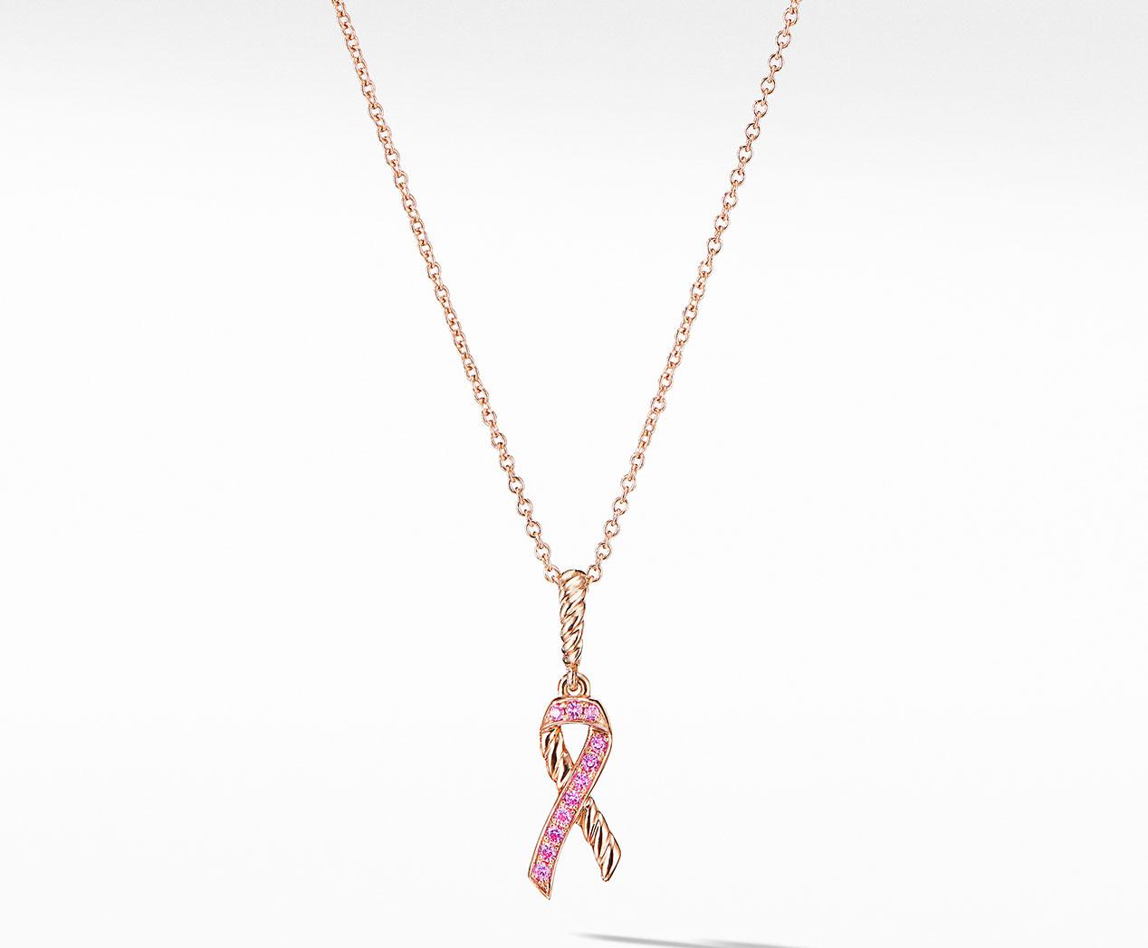 Cable Collectibles® Ribbon Necklace in 18K Rose Gold with Pavé Pink  Sapphires