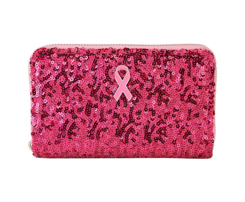 Loungefly Breast Cancer Awareness Sequin Zip Around Wallet